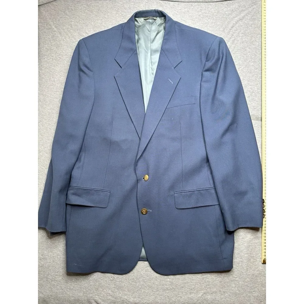 Vintage Christian Dior 44L Blue Blazer Gold Buttons‎ Jacket USA Made Union